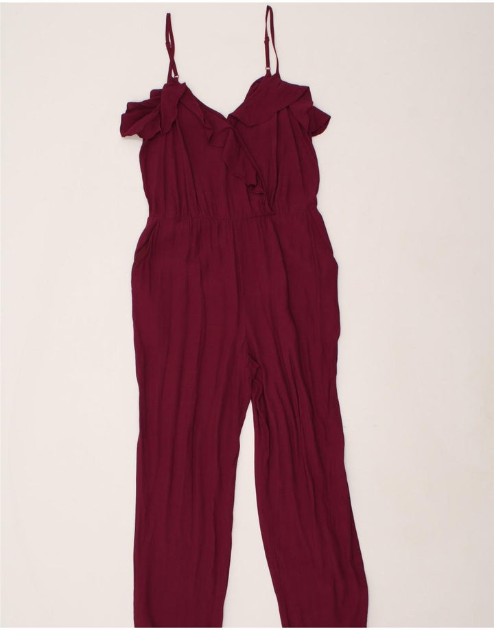 WAREHOUSE Womens Jumpsuit UK 10 Small Maroon Vintage Warehouse and Second-Hand Warehouse from Messina Hembry 