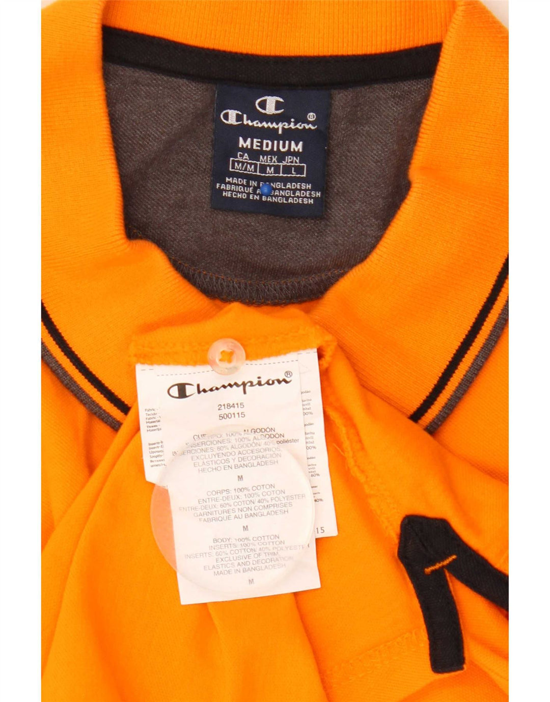 Polo da uomo Champion in cotone a righe medie arancione