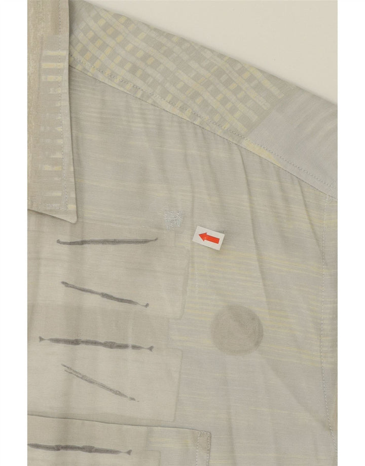 JUPITER Mens Short Sleeve Shirt Size 17 1/2 XL Off White Patchwork Viscose Vintage Jupiter and Second-Hand Jupiter from Messina Hembry 