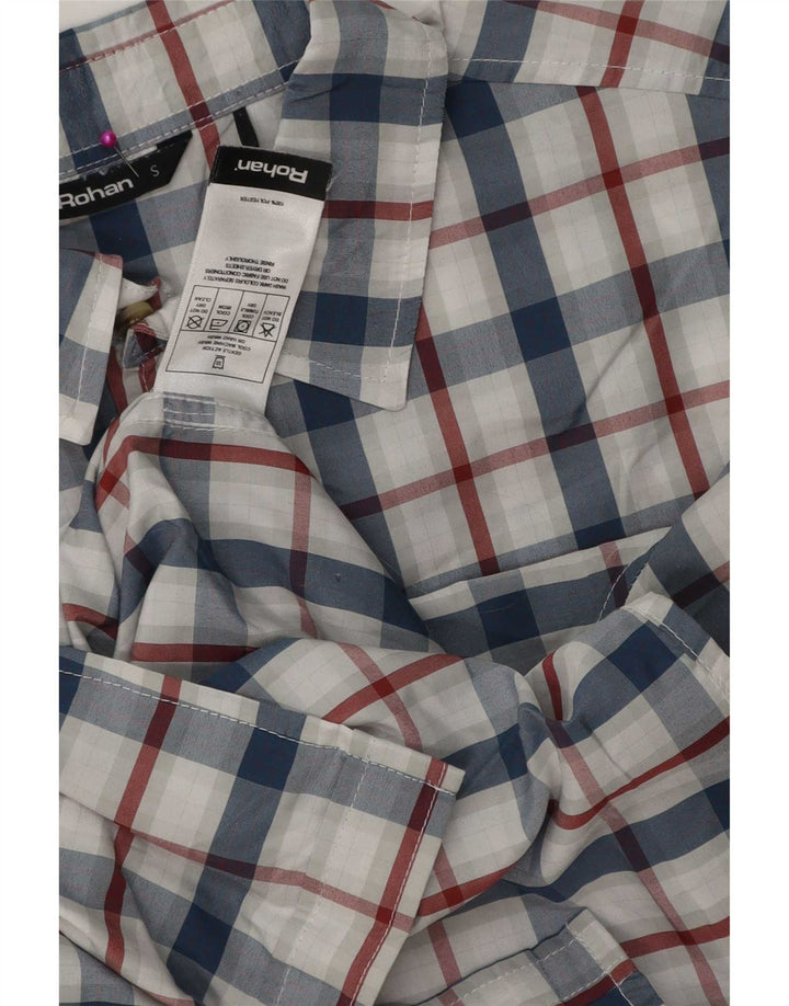 Camicia a maniche corte da uomo Rohan in poliestere a quadri blu piccolo