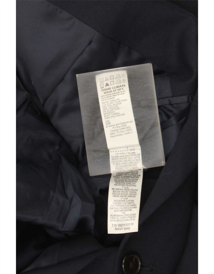 Giacca blazer a 2 bottoni da uomo Marks & Spencer UK 44 XL poliestere blu navy