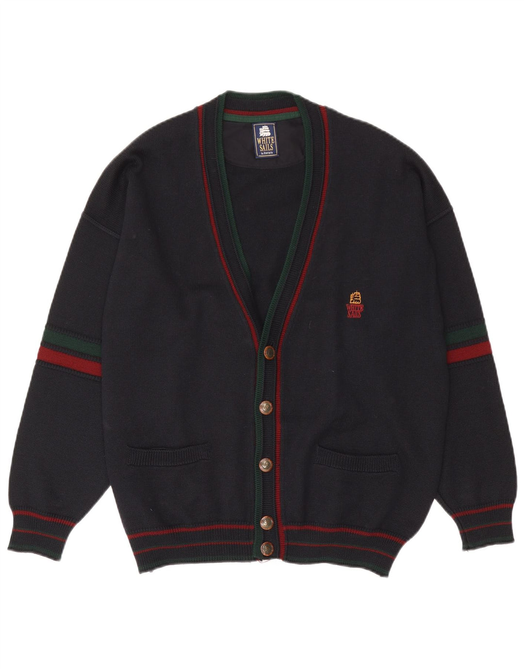 Maglione cardigan da uomo White Sails grande blu navy