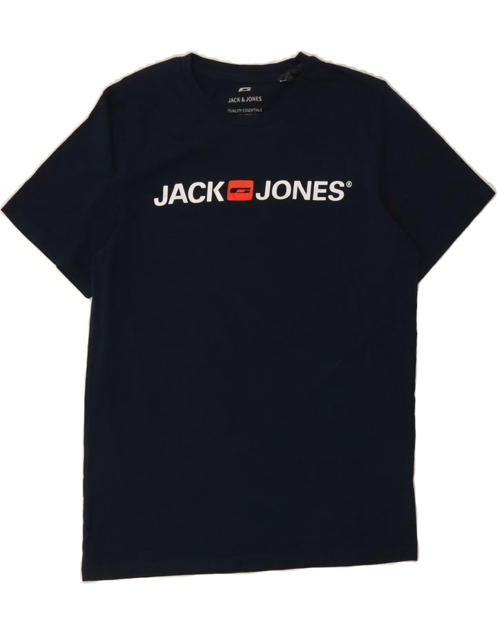 JACK & JONES Mens Graphic T-Shirt Top Medium Navy Blue Cotton Vintage Jack & Jones and Second-Hand Jack & Jones from Messina Hembry 