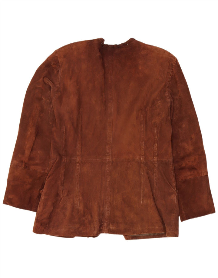 Giacca blazer oversize da donna in pelle scamosciata a 1 bottone Begedor IT 44 Marrone medio