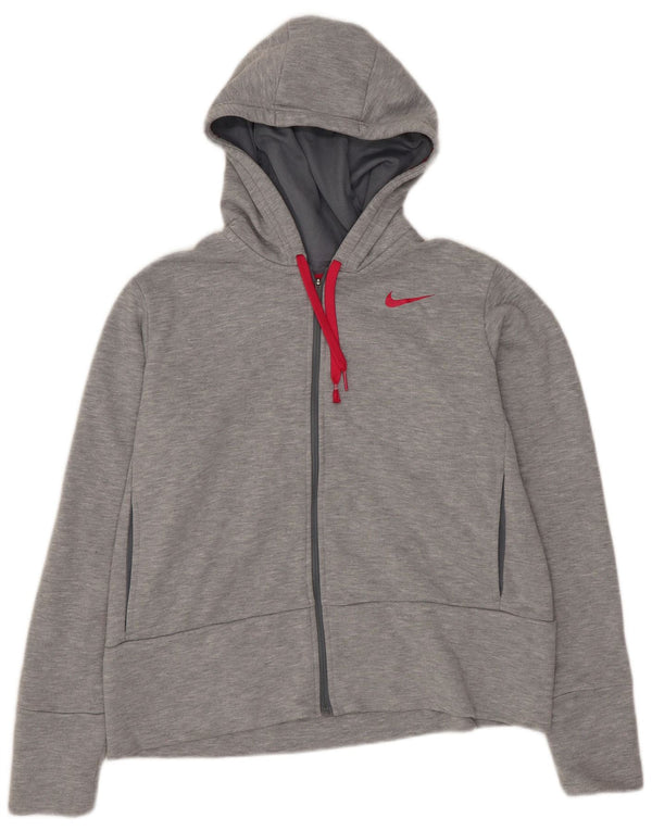 Felpa con cappuccio e zip oversize Nike Dri Fit da donna UK 10 Small Grigio Poliestere
