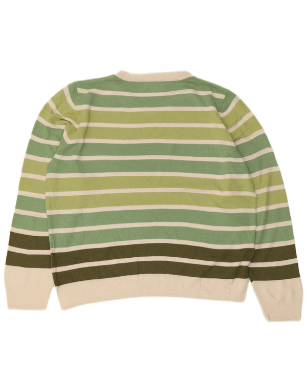 Maglione maglione girocollo da donna Marks & Spencer UK 16 grandi righe verdi