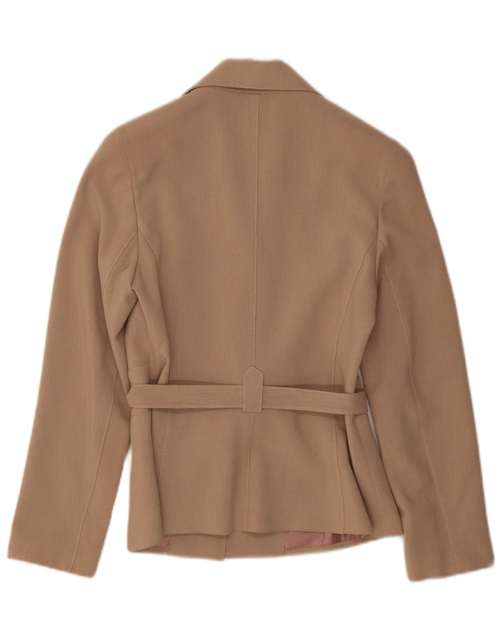 Giacca blazer vintage da donna a 2 bottoni UK 8 piccola beige