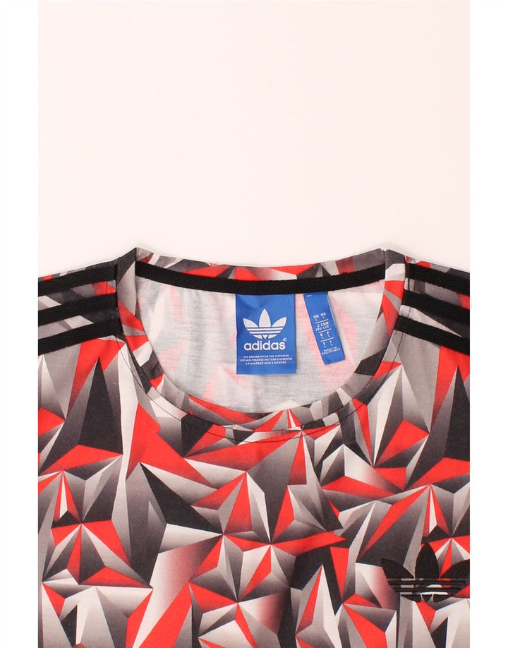 ADIDAS Mens T-Shirt Top Large Red Geometric Polyester Vintage Adidas and Second-Hand Adidas from Messina Hembry 