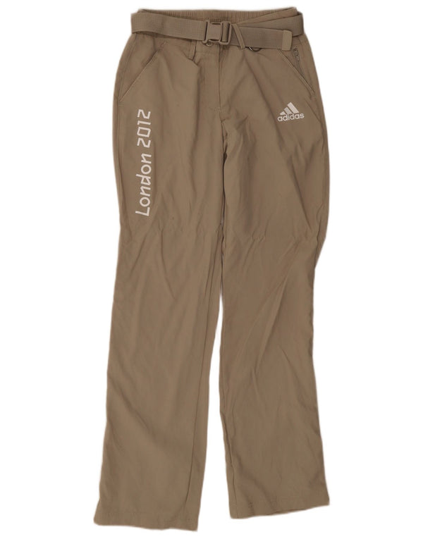 Pantaloni casual dritti con grafica Adidas da donna UK 8 Small W26 L30 Cachi