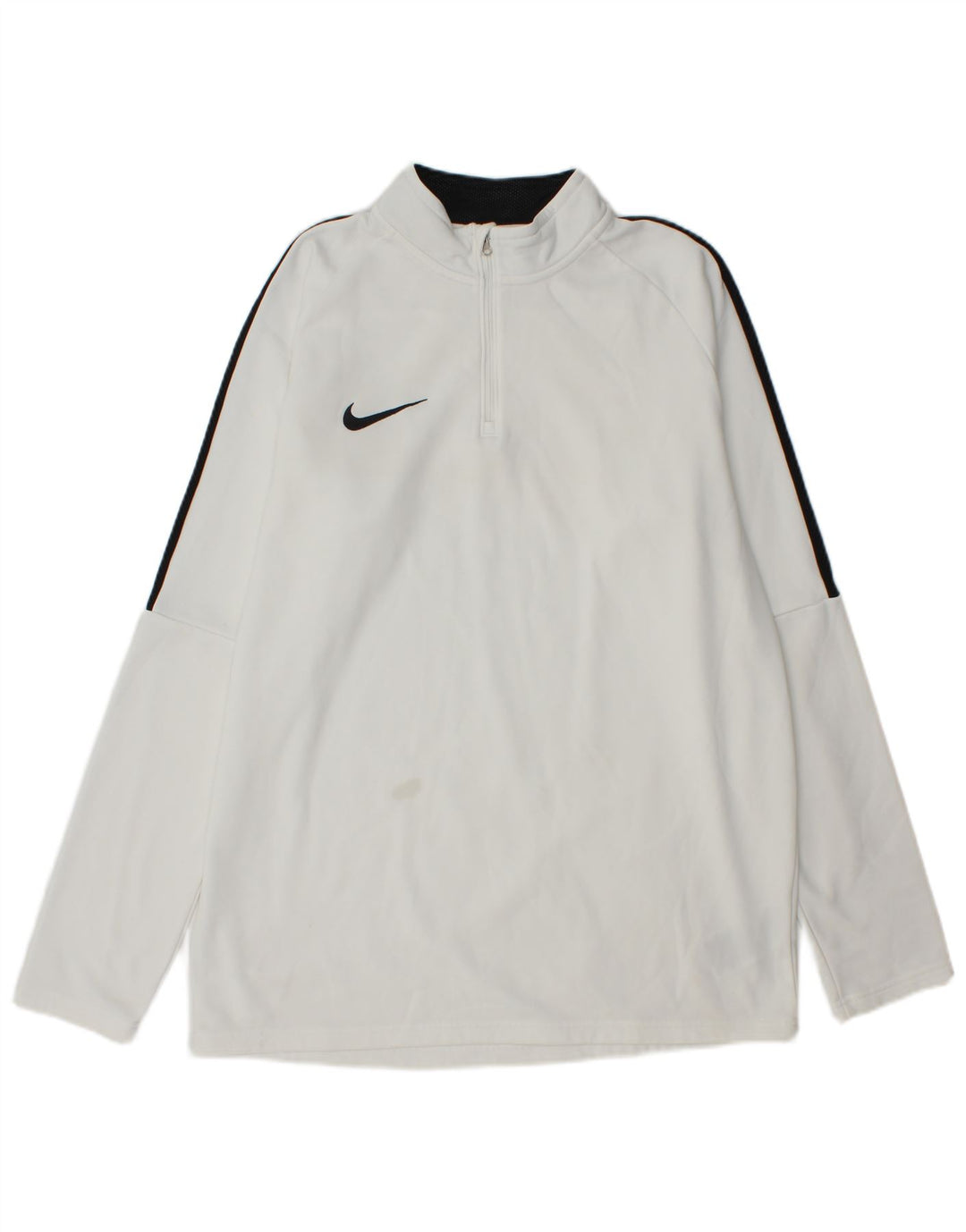 Nike Dri Fit Zip Neck Pullover Tuta da Uomo Top Large Bianco Colorblock