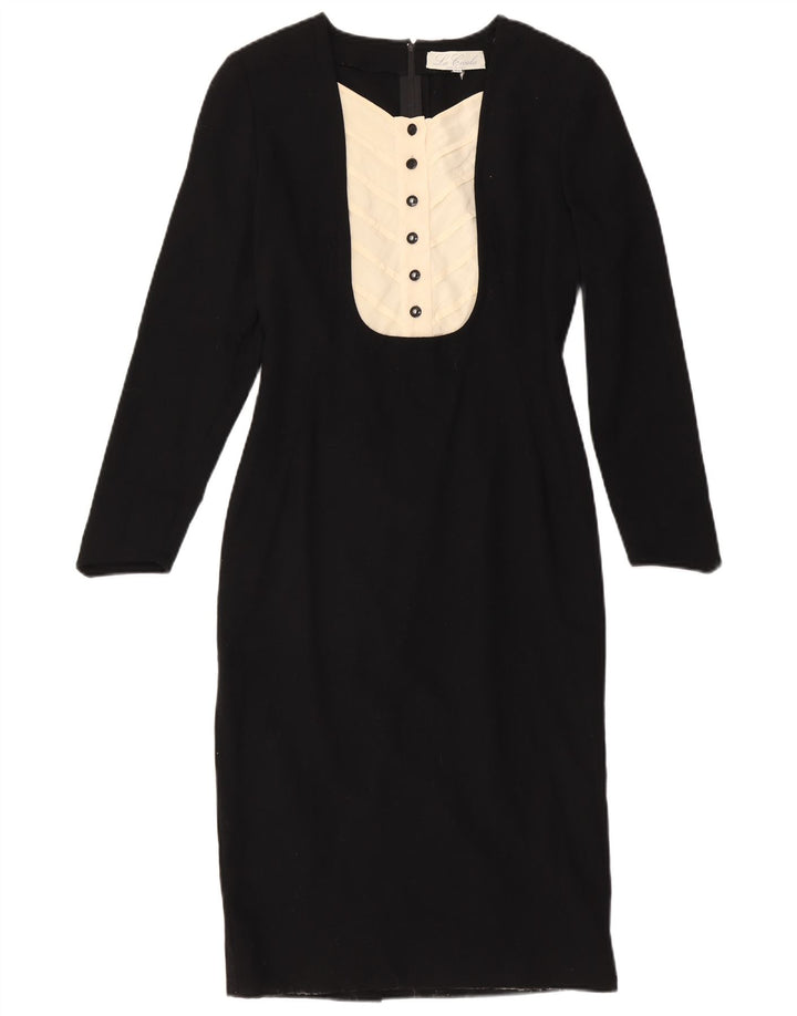 Abito tubino vintage da donna a maniche lunghe IT 42 medio nero