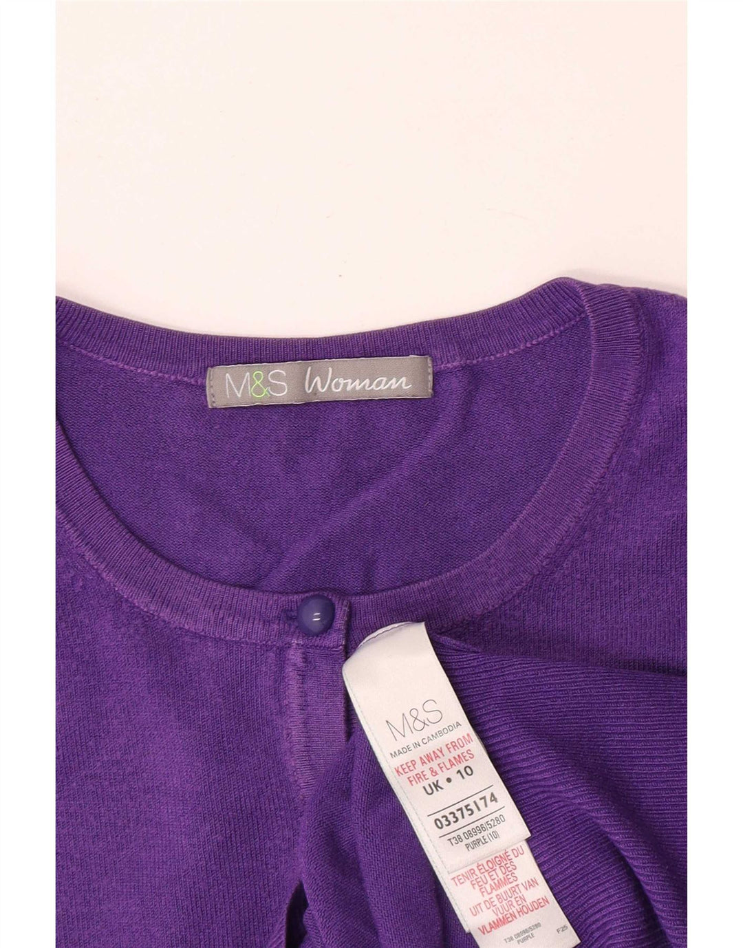 Maglione cardigan da donna Marks & Spencer UK 10 piccolo viscosa viola