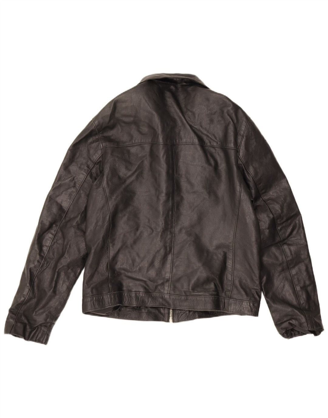 Giacca in pelle vintage da uomo UK 38 media nera