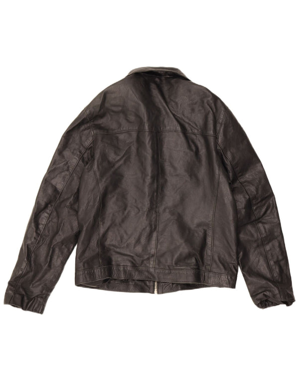 Giacca in pelle vintage da uomo UK 38 media nera