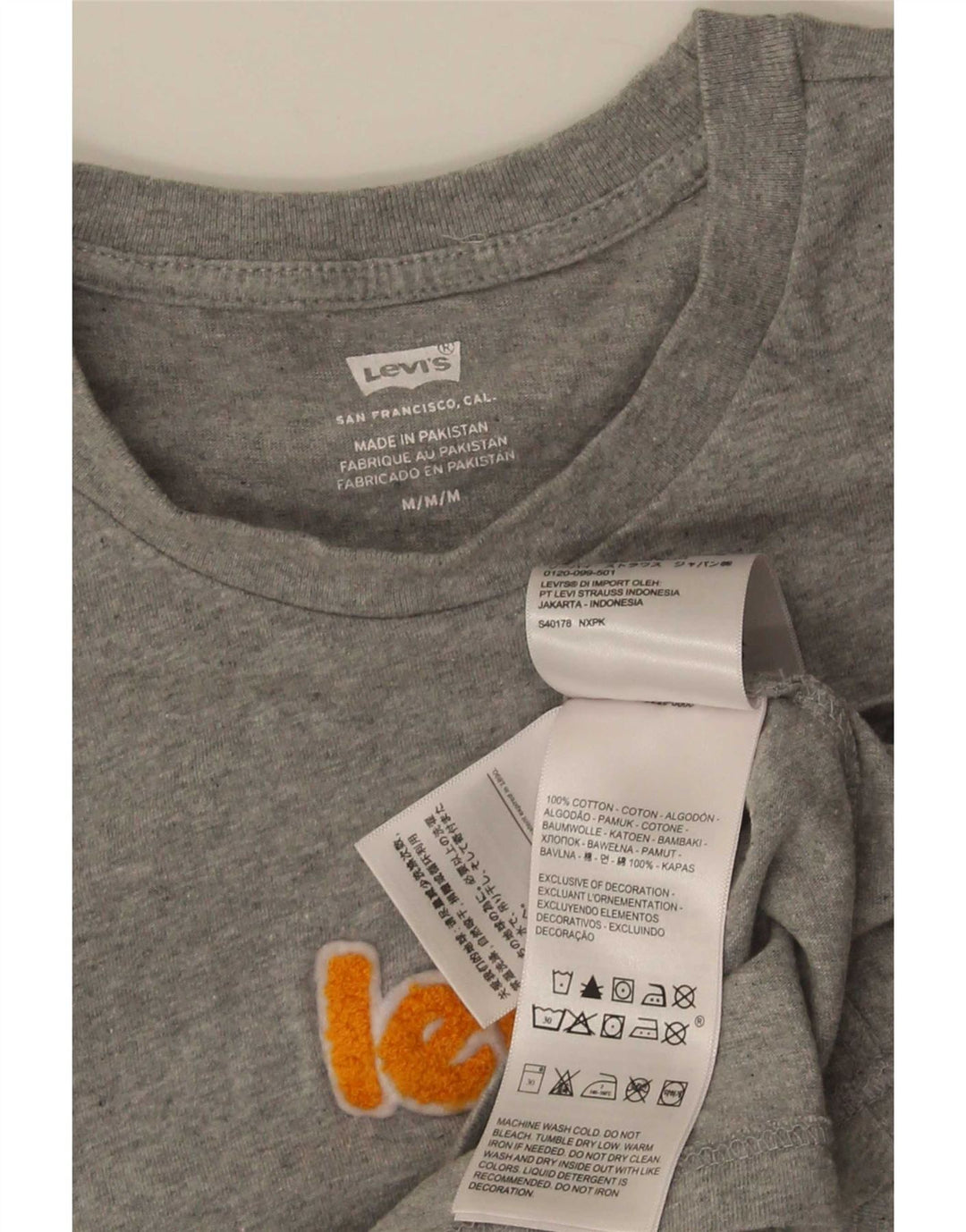 T-shirt grafica da donna Levi's Top UK 12 Cotone grigio medio