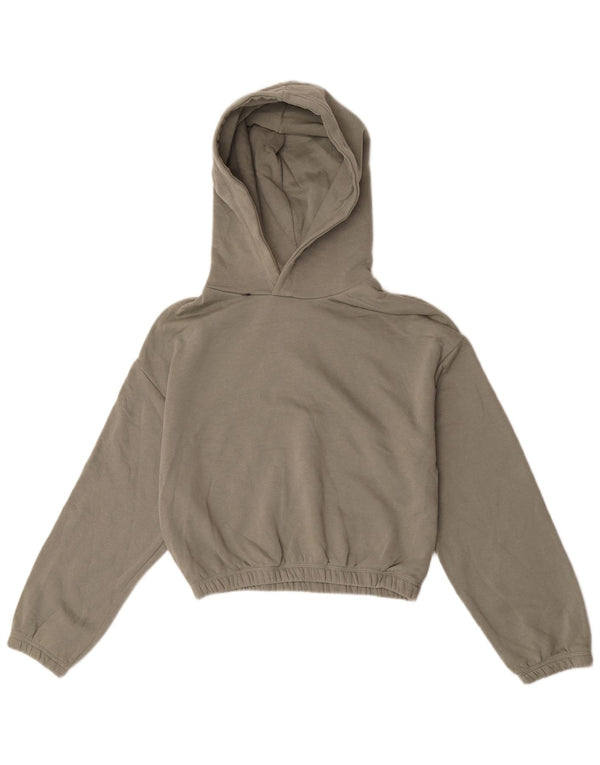 Maglione corto con cappuccio da donna Zara UK 14 cotone verde medio