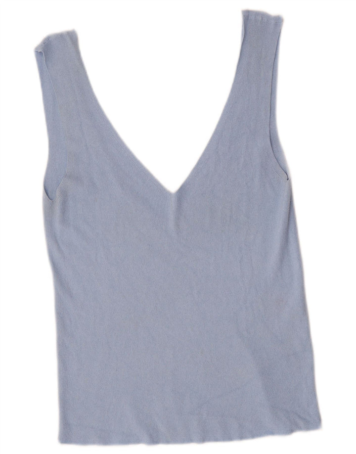 Camicetta senza maniche da donna Karen Millen UK 12 Viscosa blu medio