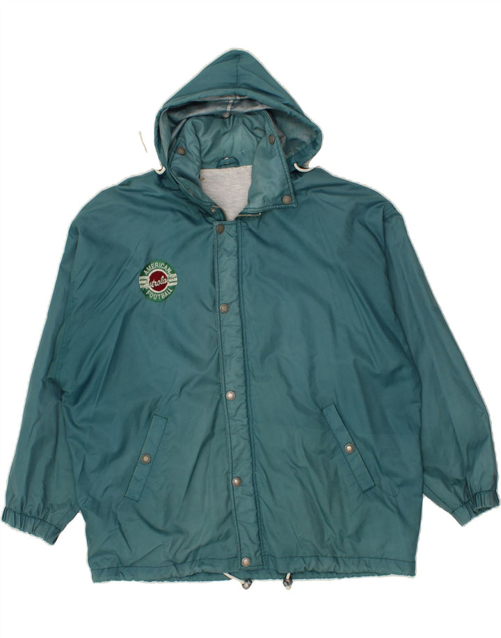 ASTROLABIO Mens Graphic Hooded Rain Jacket UK 44 2XL Blue Polyester Vintage Astrolabio and Second-Hand Astrolabio from Messina Hembry 