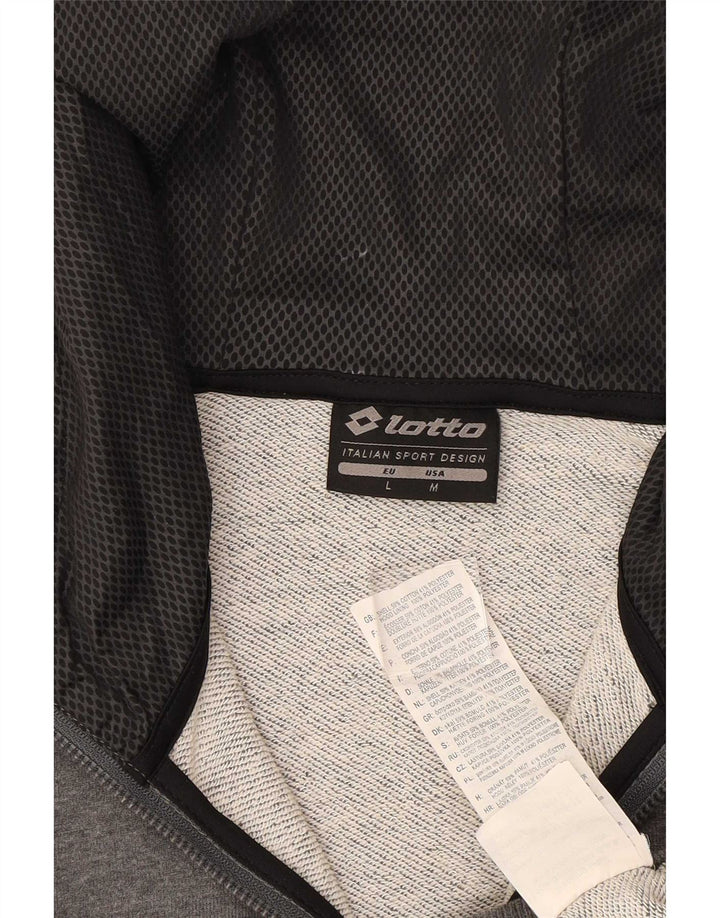 Maglione con cappuccio e zip grafica da uomo Lotto in cotone grigio medio