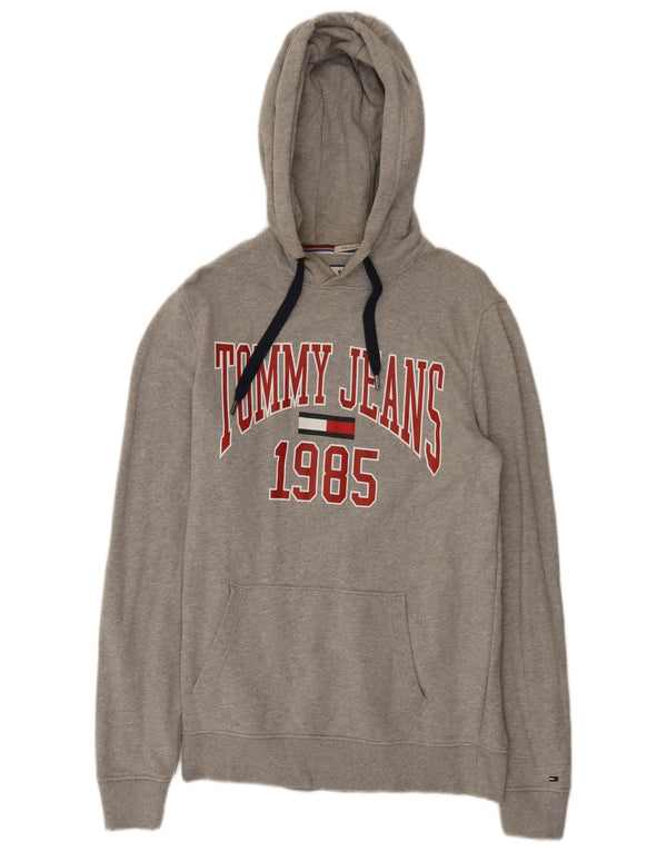 Maglione con cappuccio grafico da uomo Tommy Hilfiger Regular Fit in cotone grigio medio