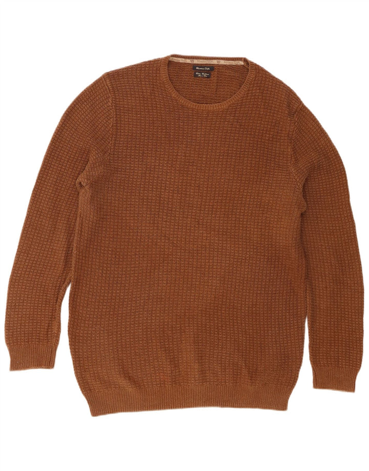 Massimo Dutti Maglione da uomo girocollo grande in cotone marrone