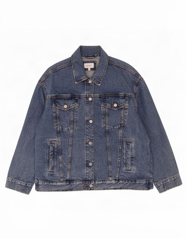 Marks & Spencer Womens Per Una Denim Jacket UK 14 Large Blue Cotton