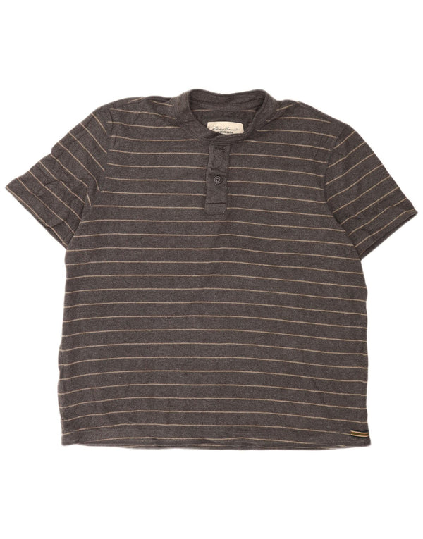 Polo da uomo Eddie Bauer XL in cotone a righe grigie