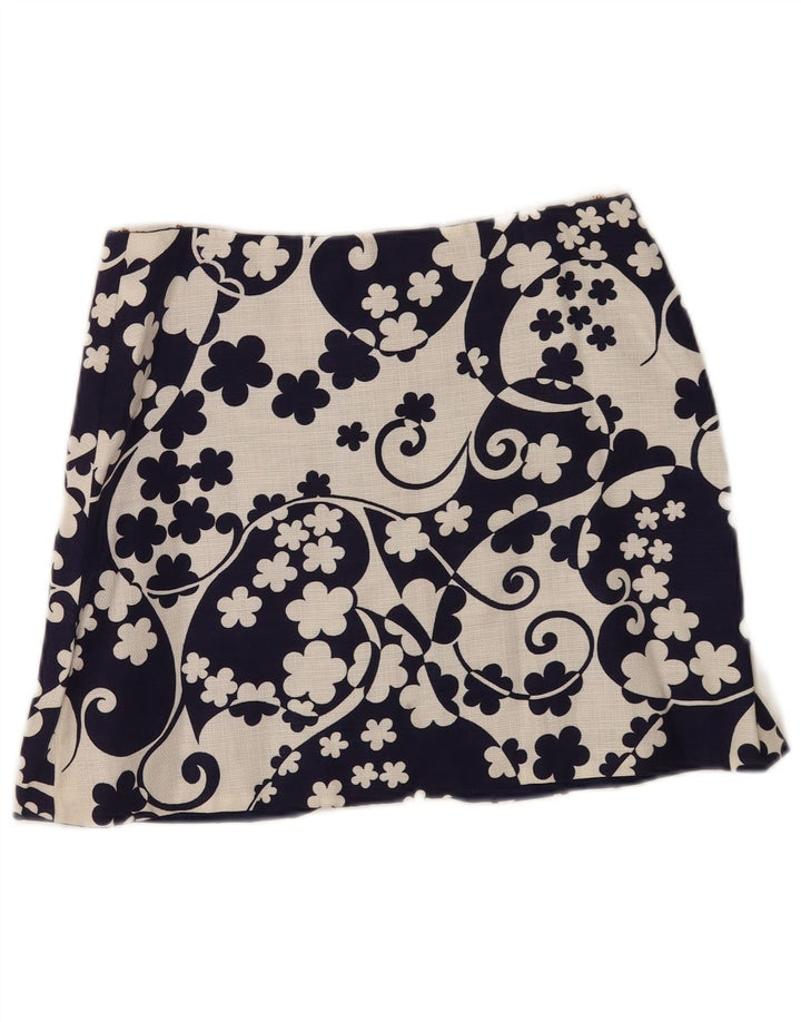 Minigonna vintage da donna W28 media blu navy floreale