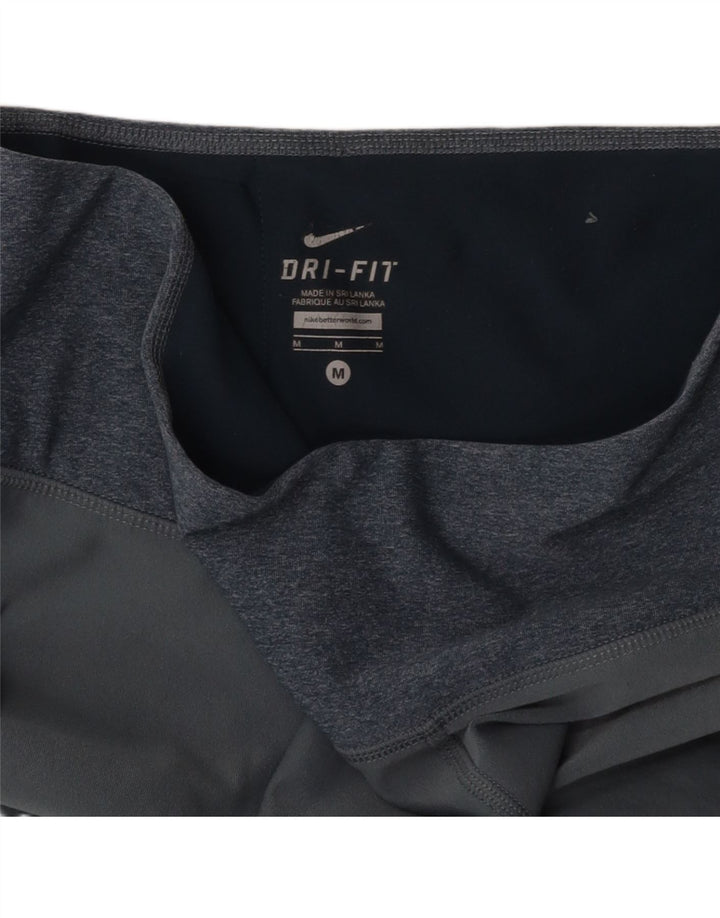 NIKE Womens Dri Fit Leggings UK 12 Medium  Grey Colourblock