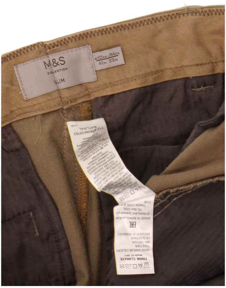 Pantaloni chino slim da uomo Marks & Spencer W40 L33 cotone kaki