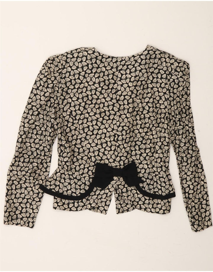 SUPERIOR Womens 2 Button Blazer Jacket IT 44 Medium Black Floral Vintage Superior and Second-Hand Superior from Messina Hembry 