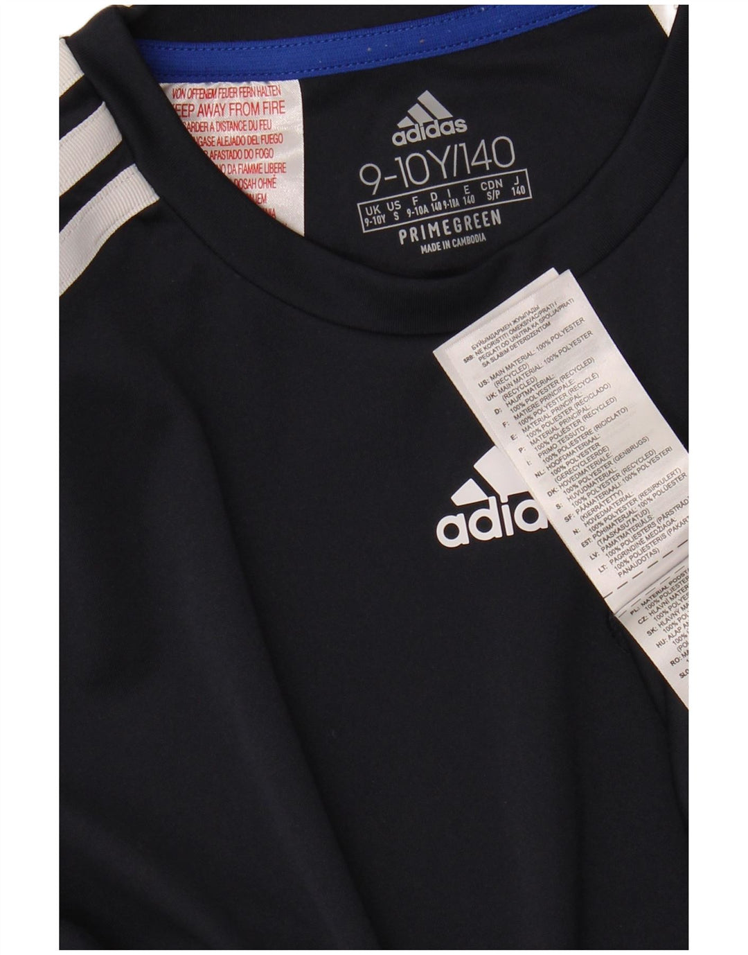 Maglietta Adidas da ragazzo, 9-10 anni, in poliestere color block blu navy