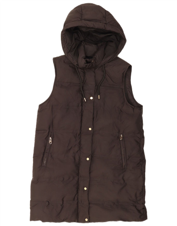 Cappotto imbottito senza maniche con cappuccio da donna Zara UK 16 grande poliestere nero