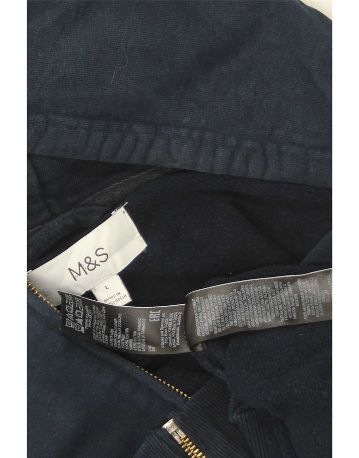 Maglione con cappuccio e zip da uomo Marks & Spencer grande in cotone blu navy