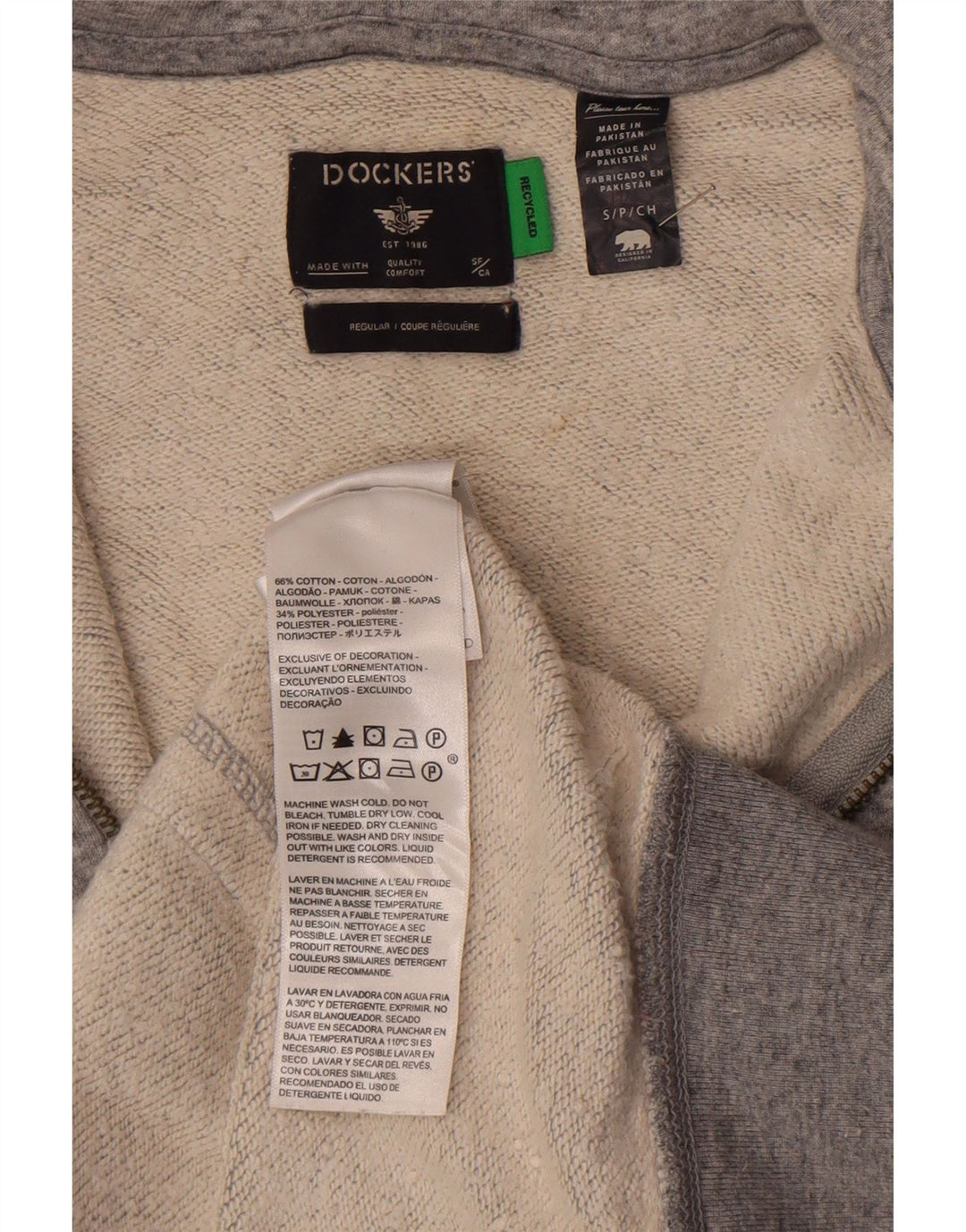 Maglione con cappuccio e zip regolare da uomo Dockers piccolo in cotone chiazzato grigio