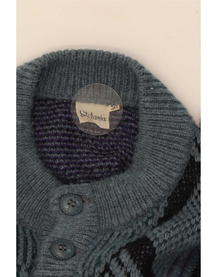 Stefania Maglia Cardigan Uomo IT 50 Blu Medio Geometrico