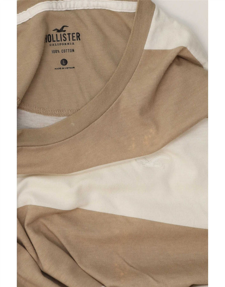 T-shirt da uomo Hollister Top in cotone a righe marrone medio