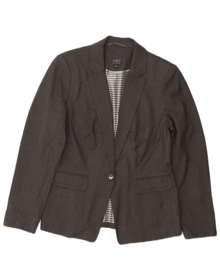 Giacca blazer a 1 bottone Marks & Spencer da donna UK 12 Poliestere grigio medio