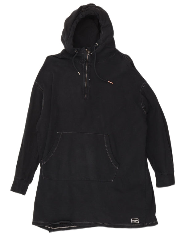 Superdry Womens Oversized Hoodie Dress UK 14 Large Black Cotton