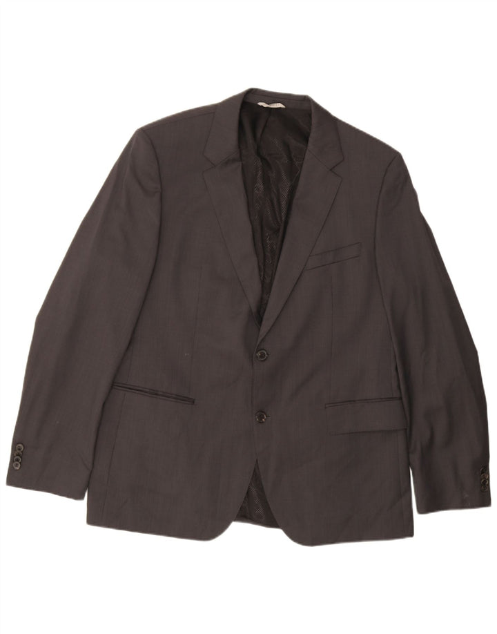 Giacca blazer da uomo a 2 bottoni Hugo Boss EU 56 3XL Lana vergine grigia