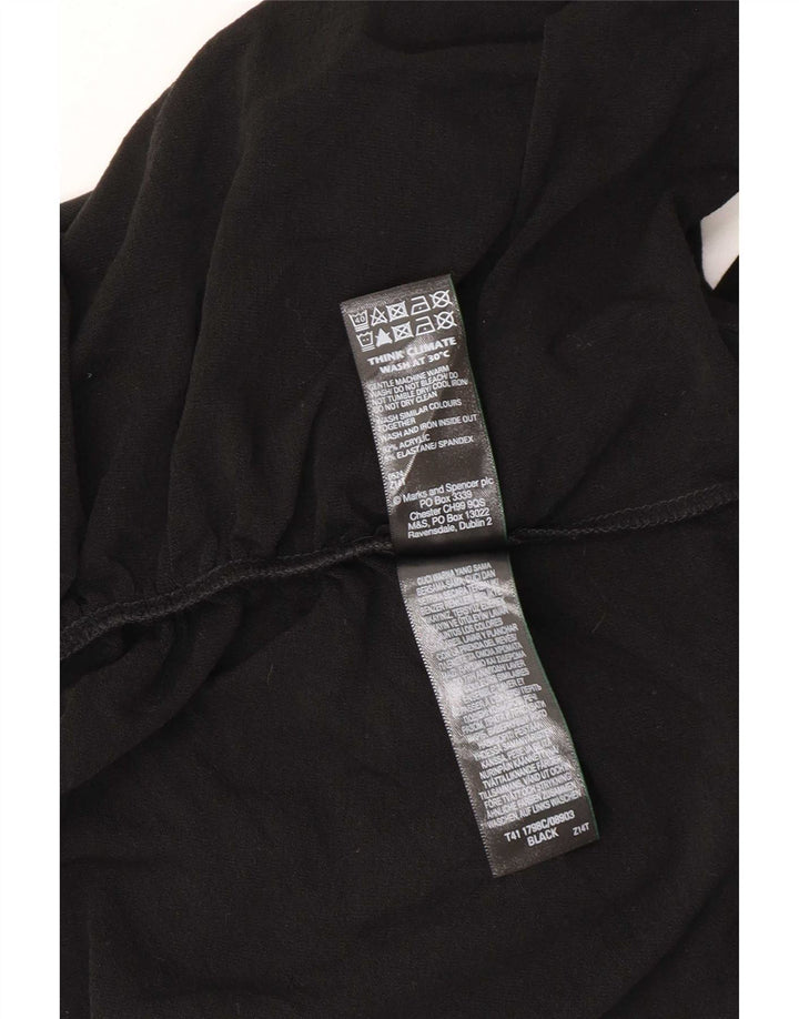 Marks & Spencer Top da donna a maniche lunghe UK 14 Large Nero Acrilico