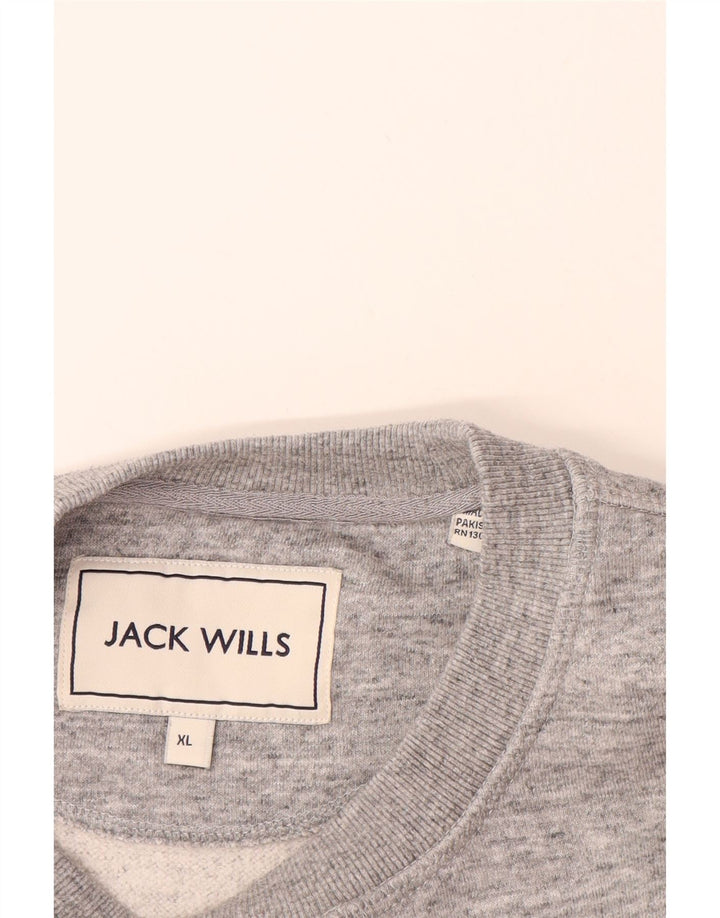 JACK WILLS Mens Graphic Sweatshirt Jumper XL Grey Flecked
