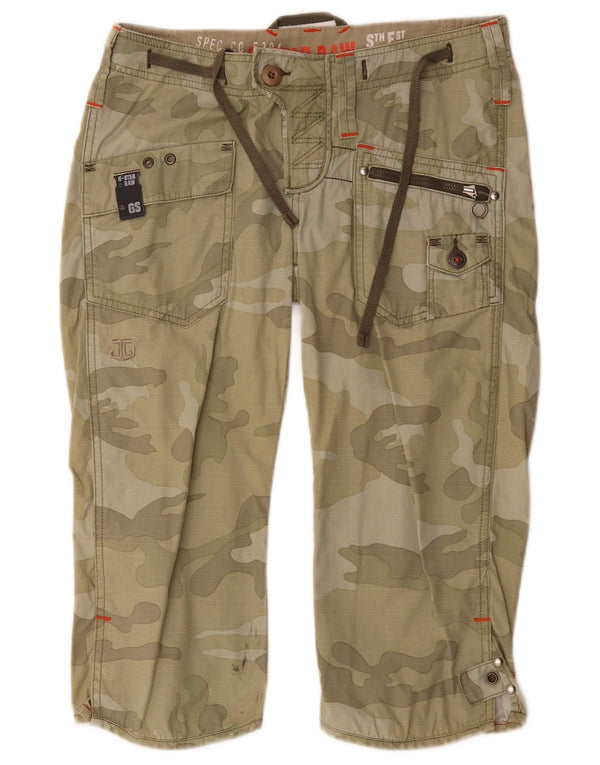 G-Star Womens Low Waist Bermuda Cargo Shorts Small W30 Khaki Camouflage