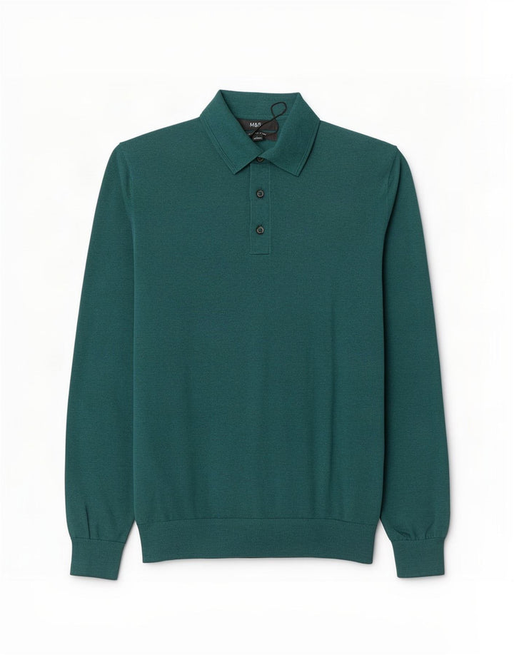 Maglione da uomo Marks & Spencer con collo alto in cotone verde medio