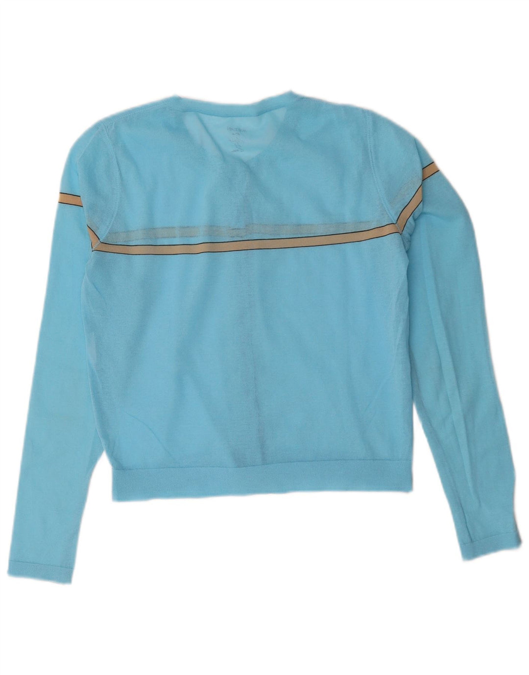Maglione cardigan corto da donna Marccain UK 14 a righe blu medio