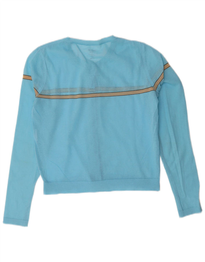 Maglione cardigan corto da donna Marccain UK 14 a righe blu medio