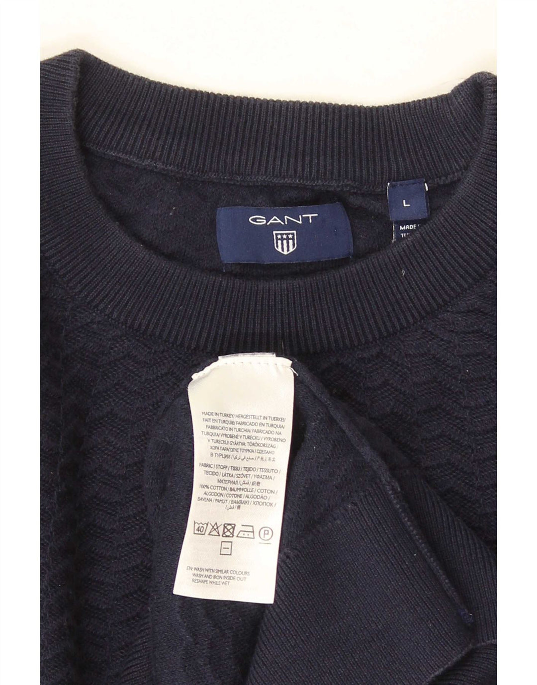 Gant Uomo Maglione Girocollo Maglione Grande Cotone Chevron Blu Navy