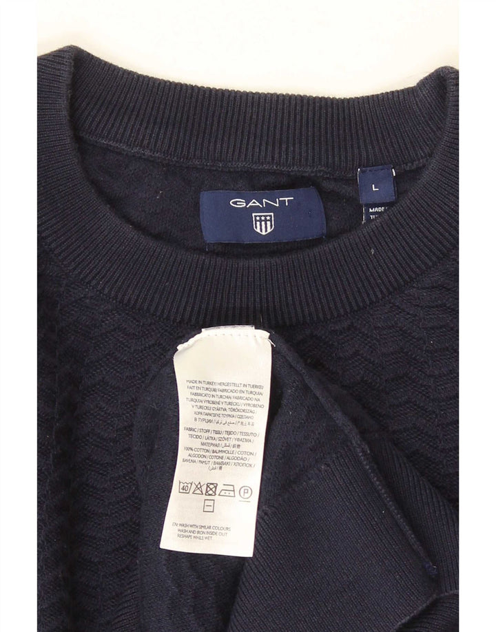 Gant Uomo Maglione Girocollo Maglione Grande Cotone Chevron Blu Navy
