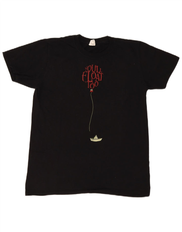 T-shirt grafica regolare da uomo vintage in cotone medio nero