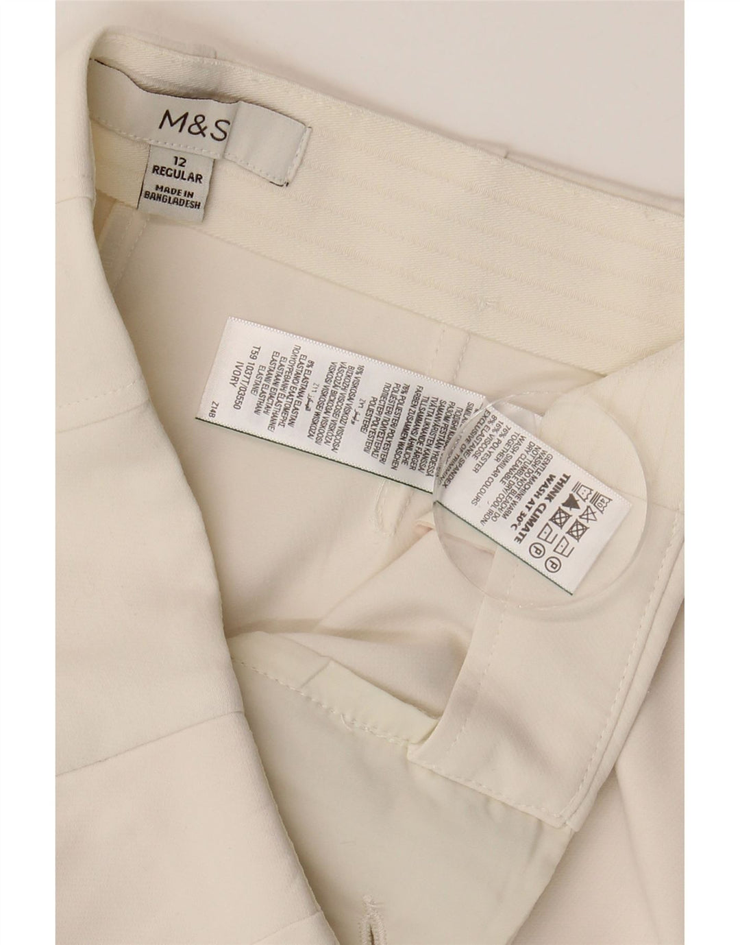 Pantaloni corti slim da donna Marks & Spencer UK 12 medi W30 L26 bianco sporco